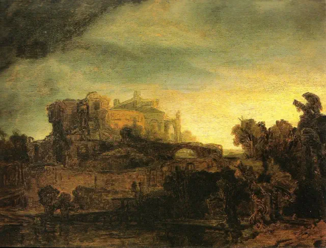 castle rembrandt landscape